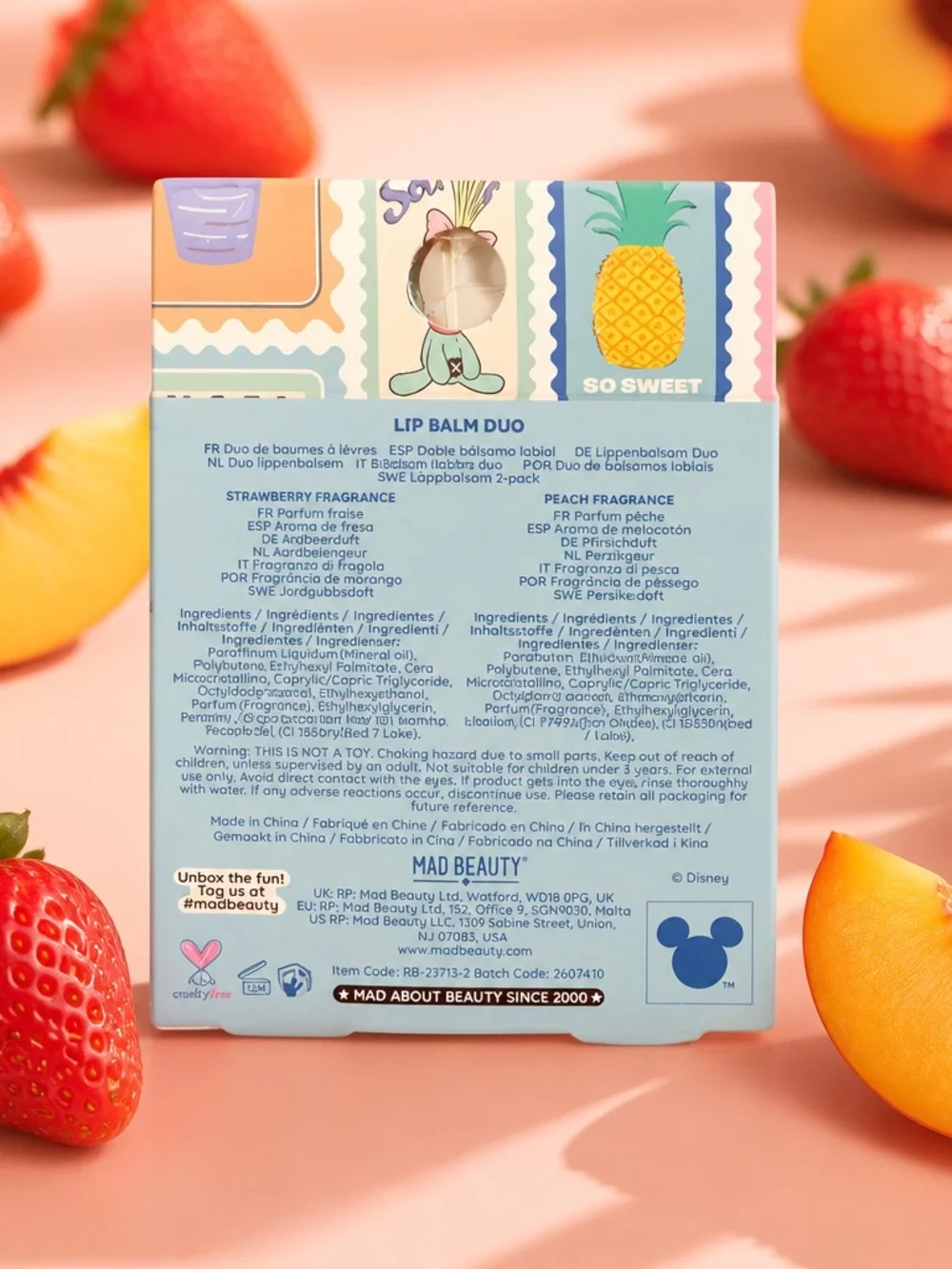 Disney Stitch Lip Balm Duo Strawberry & Peach | MAD Beauty | New